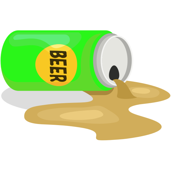 Spilled canned beer