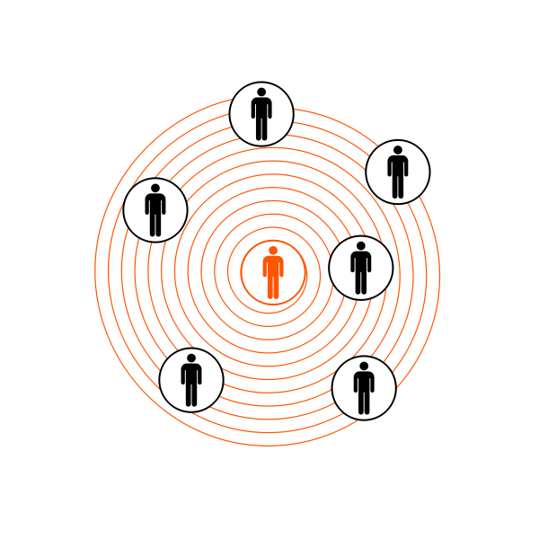 Human figures in concentric circles