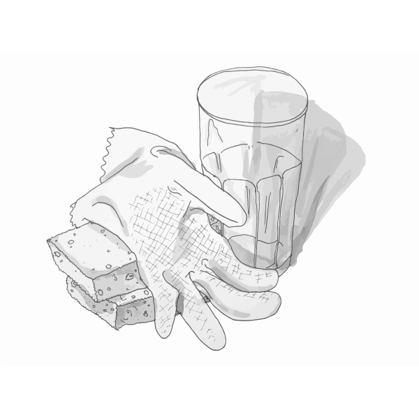 sponges plastic glove and a mug - Free SVG