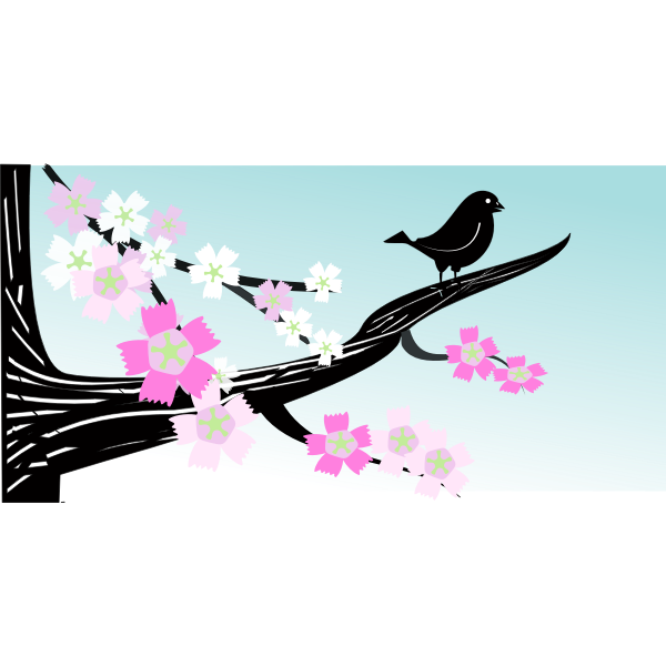 Birdie on a flower branch image