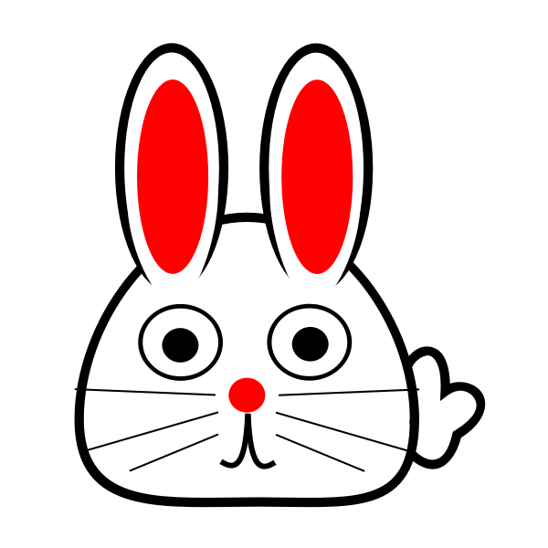 Spring bunny with red ears vector drawing | Free SVG