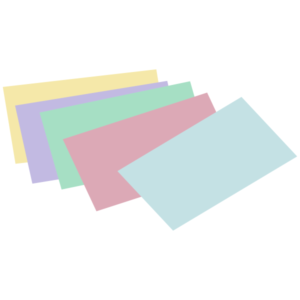 Vector drawing of unlined colored index cards