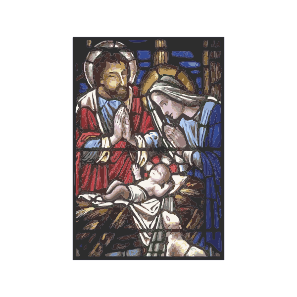 Holy family in stained glass vector illustration