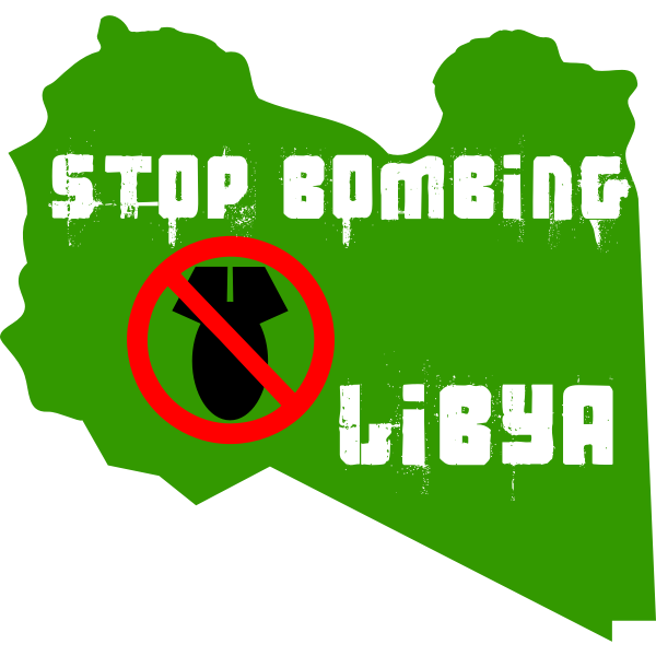 Vector graphics of stop bombing Libya label