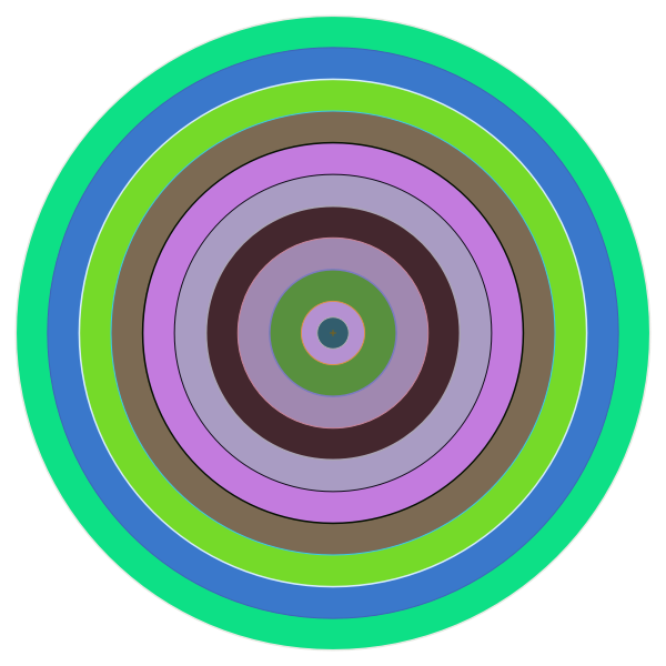 Vector graphics of circle in different shades of green and purple