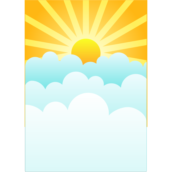 Sun rising above clouds vector drawing