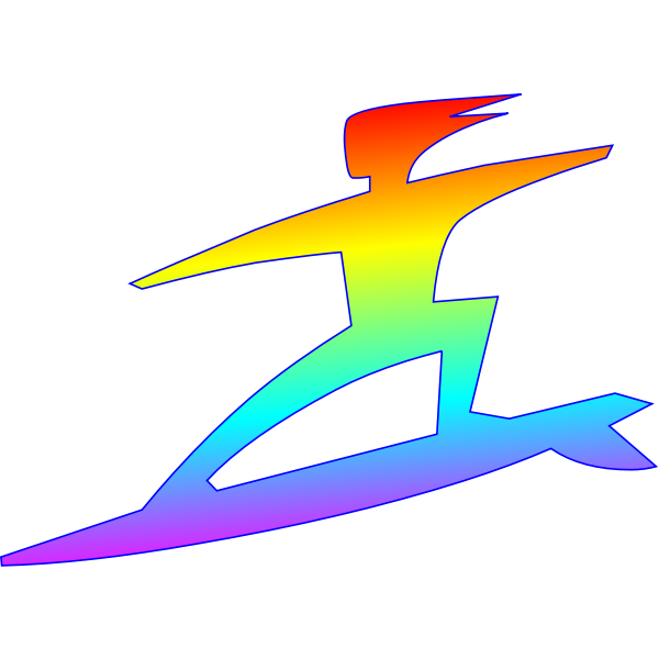 Surfer silhouette color art