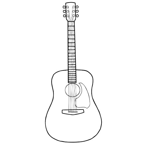 Simple line art vector image of acoustic guitar.