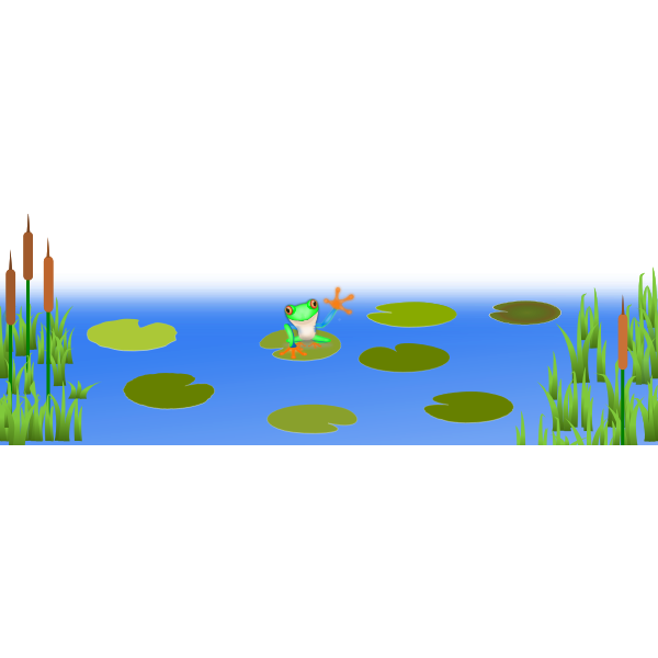 Frog on Bluish Pond