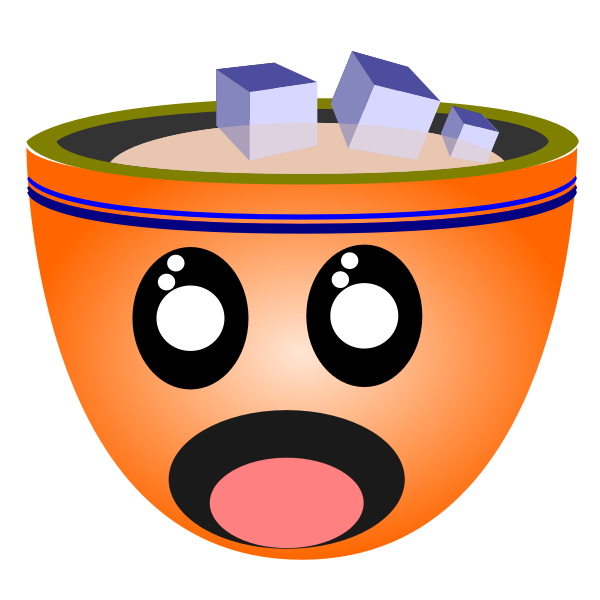Vector illustration of scared man face cup