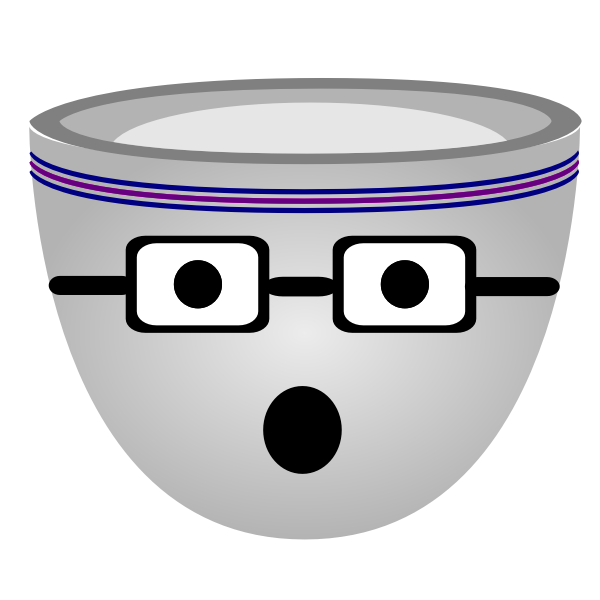 Vector image of scared nerdy face cup