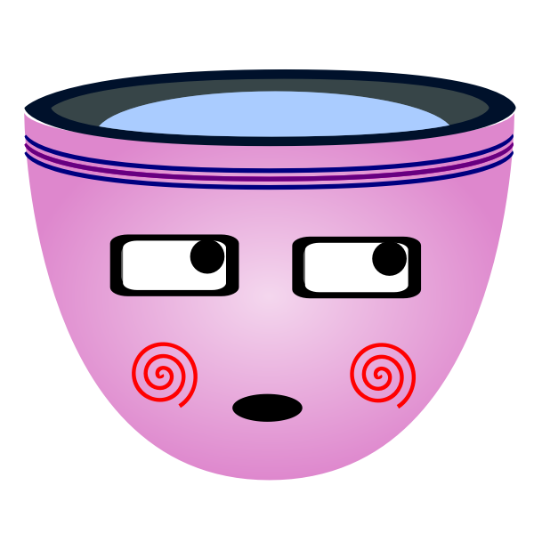 Vector image of blushing boy face on a mug