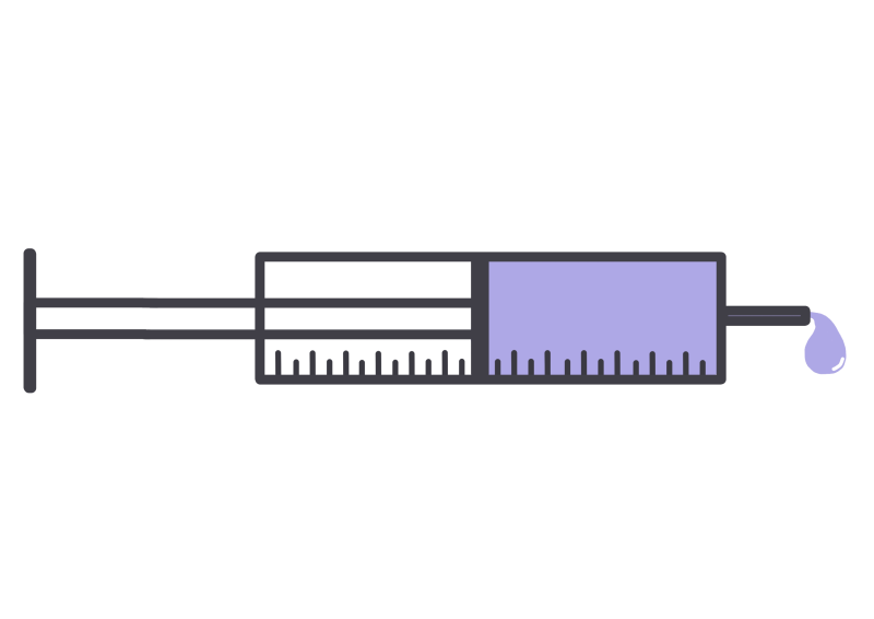 Syringe with violet liquid