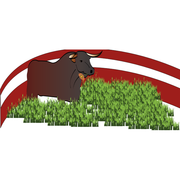 Vector graphics of bull grazing grass