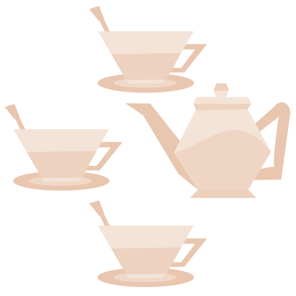 Vector Image Of Three Teacups And Teapot Free Svg