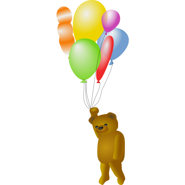 Teddy bear holding balloons vector drawing