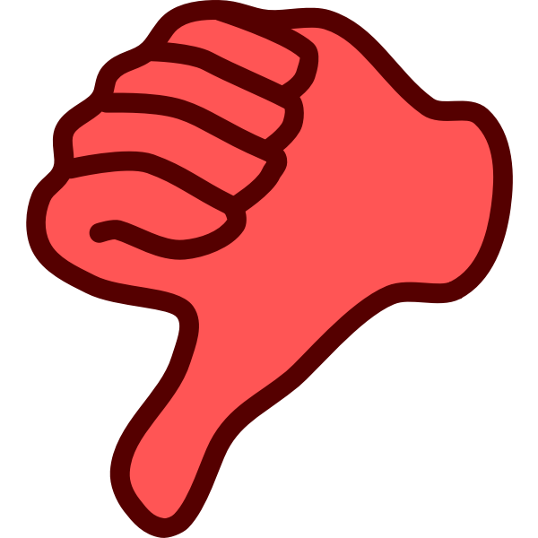 Vector clip art of red thumbs down hand