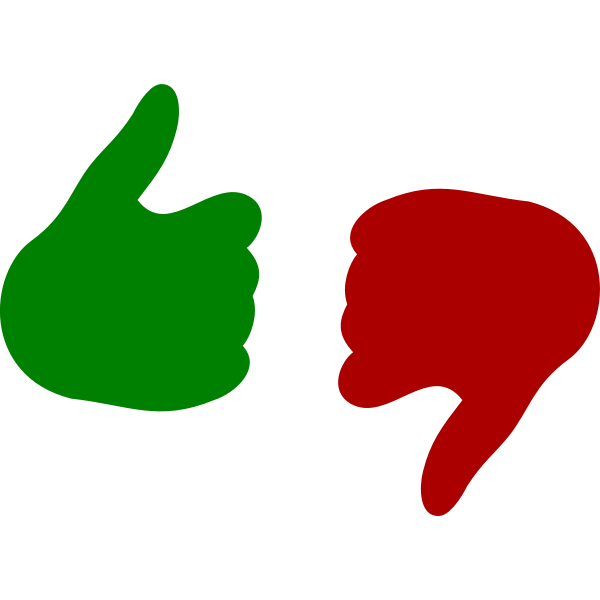 Vector drawing of thumb up and down