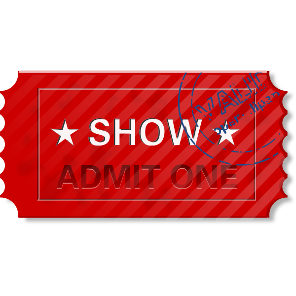 Vector image of  admit one ticket with stamp