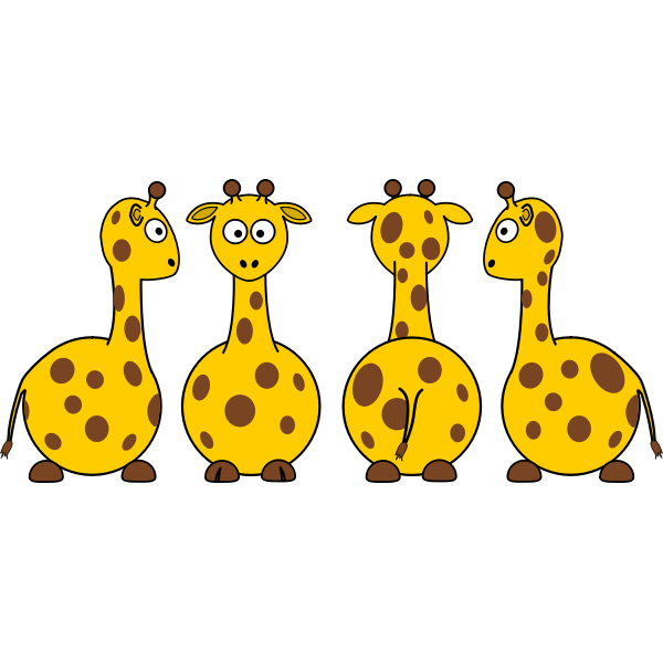 Cartoon Giraffe (front, back and side views) | Free SVG