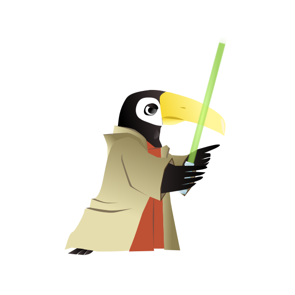 Vector drawing of penguin with lightsaber