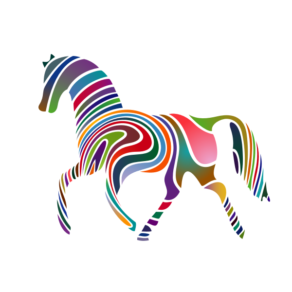 Horse silhouette colored stripes pattern
