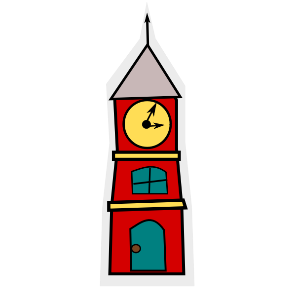 Vector clip art of tower with a clock