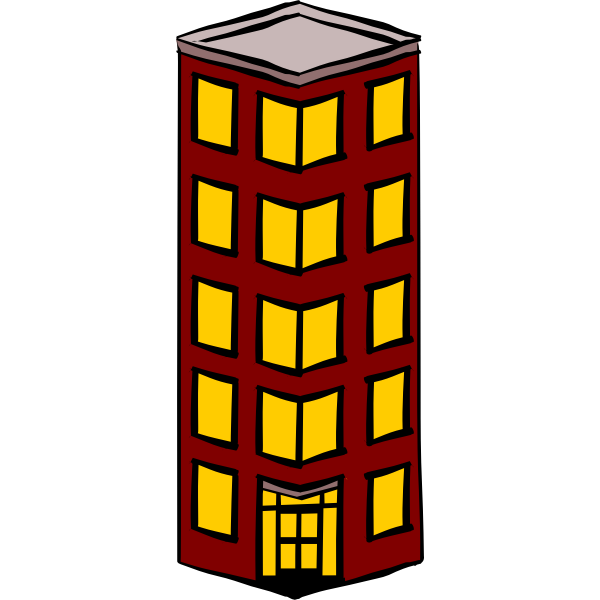Vector clip art of slim detached tower block