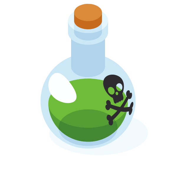 Green liquid in the bottle