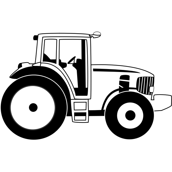 Download Vector drawing of farm tractor in black and white | Free SVG