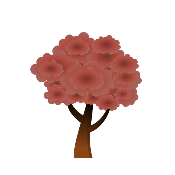 Red silhouette vector graphics of a wood tree