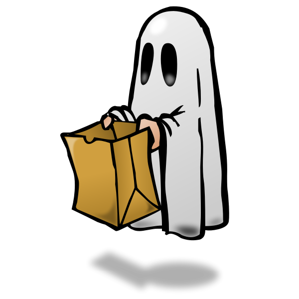 Ghost with a paper bag with shadow  vector image