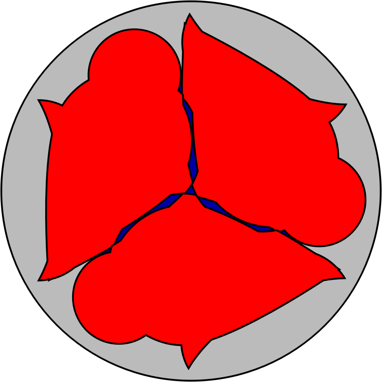 Silver circle with red