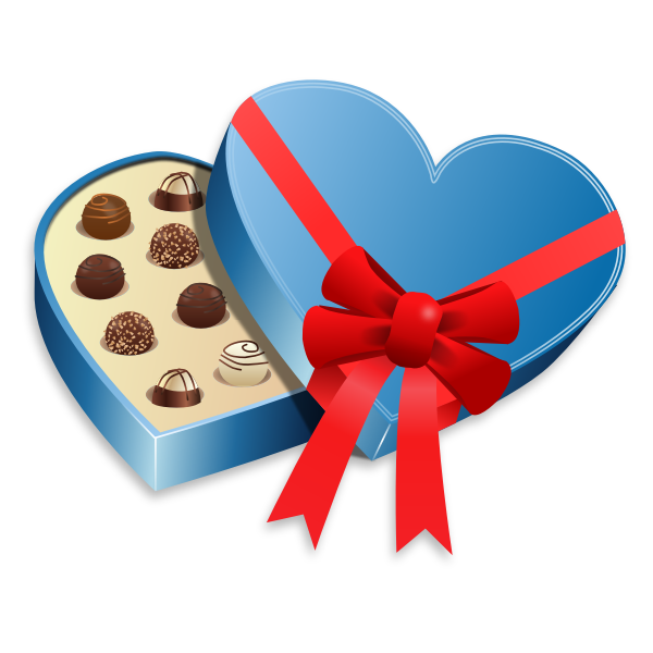 Blue heartshaped box of chocolates vector image Free SVG