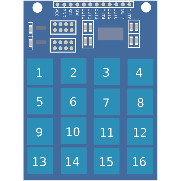 Circuit board with 16 keys