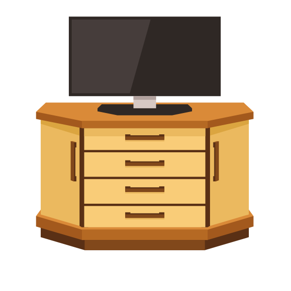 Cabinet with a TV set