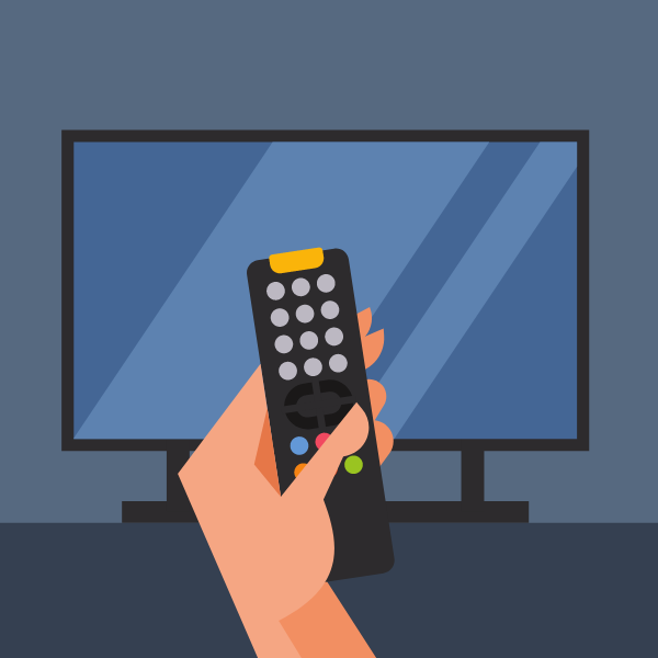 TV remote control in hand