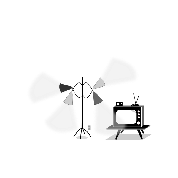 Vector image of vintage TV and a lamp