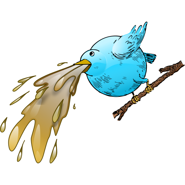 Bird spewing vector clip art