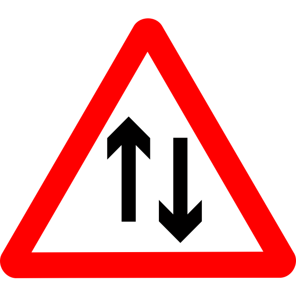 Two way ahead road sign