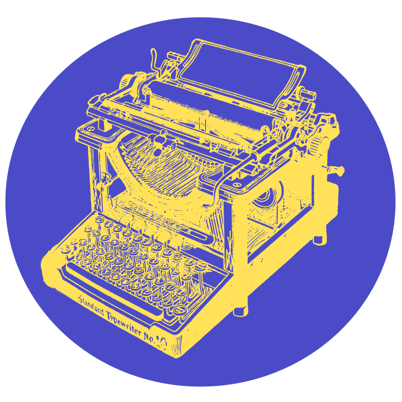 Typewriter in Blue Circle
