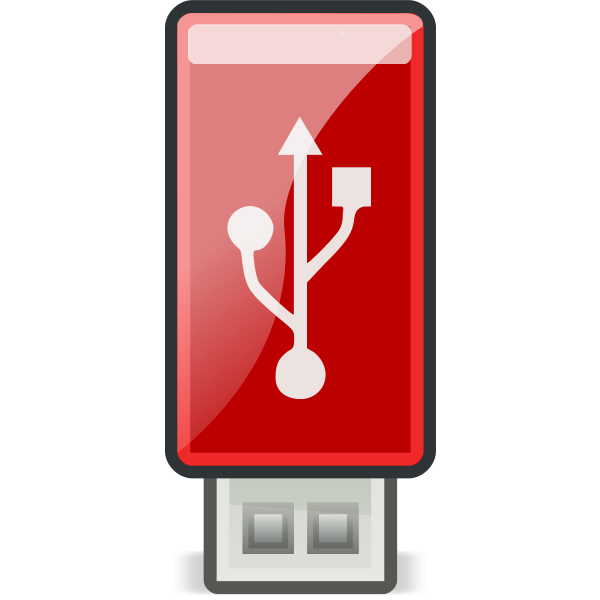 Vector illustration of small flashy red USB stick