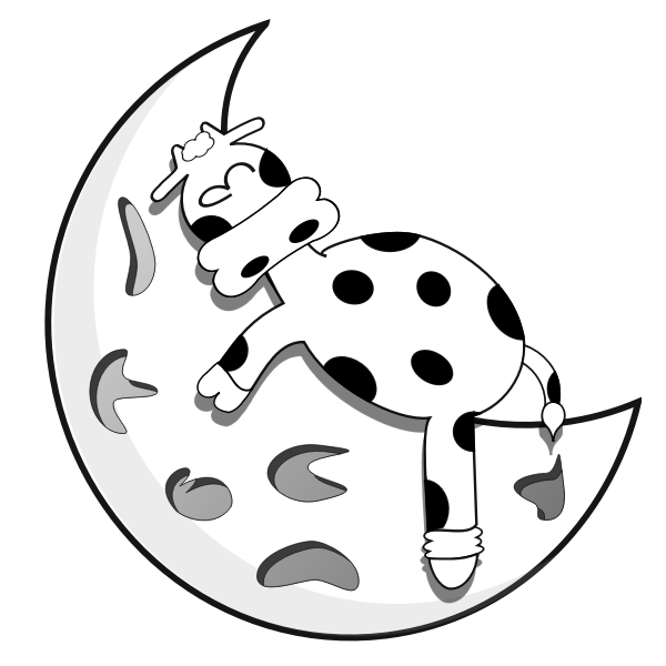 Vector drawing of lamb sleeping on half moon