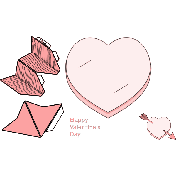 Valentine's day paper heart and arrow collection vector image