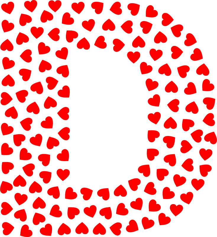 Valentine Hearts Alphabet Font D