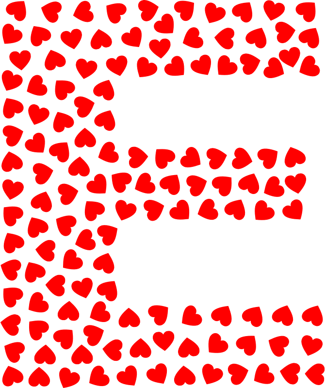 Valentine Hearts Alphabet Font E