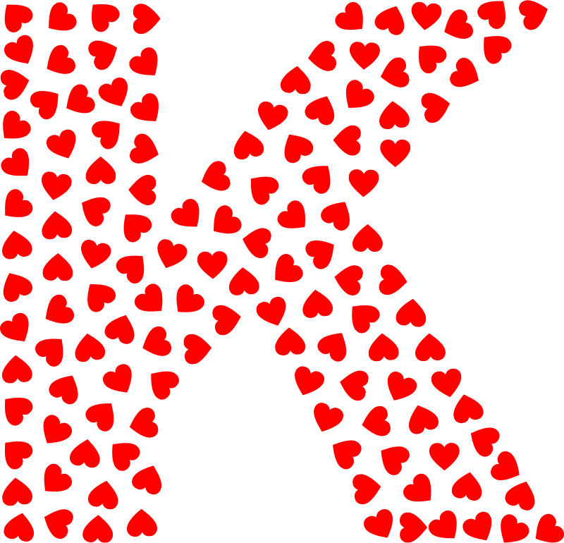 Valentine Hearts Alphabet Font K