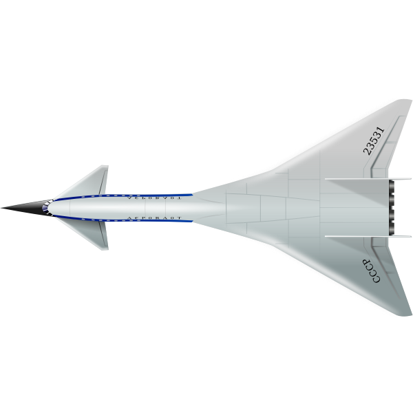 Top view of supersonic aircraft vector clip art