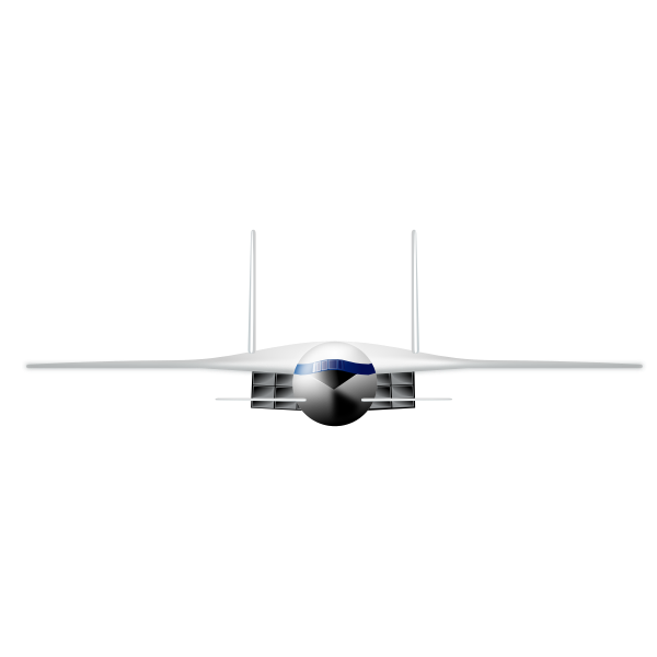 Front view of supersonic aircraft vector drawing