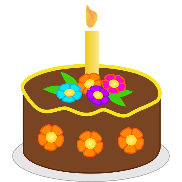 Vector illustration of chocolate flowers birthday cake